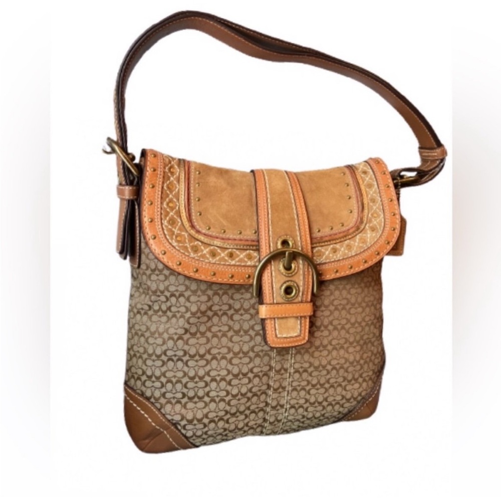 Stylish Tan and Brown Coach Bag